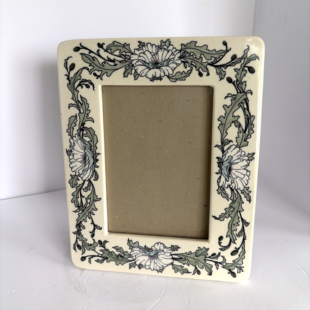 Vintage Santa Barbara Design CO. Ceramic Frame Poppies Signed 8x10 Art Nouveau